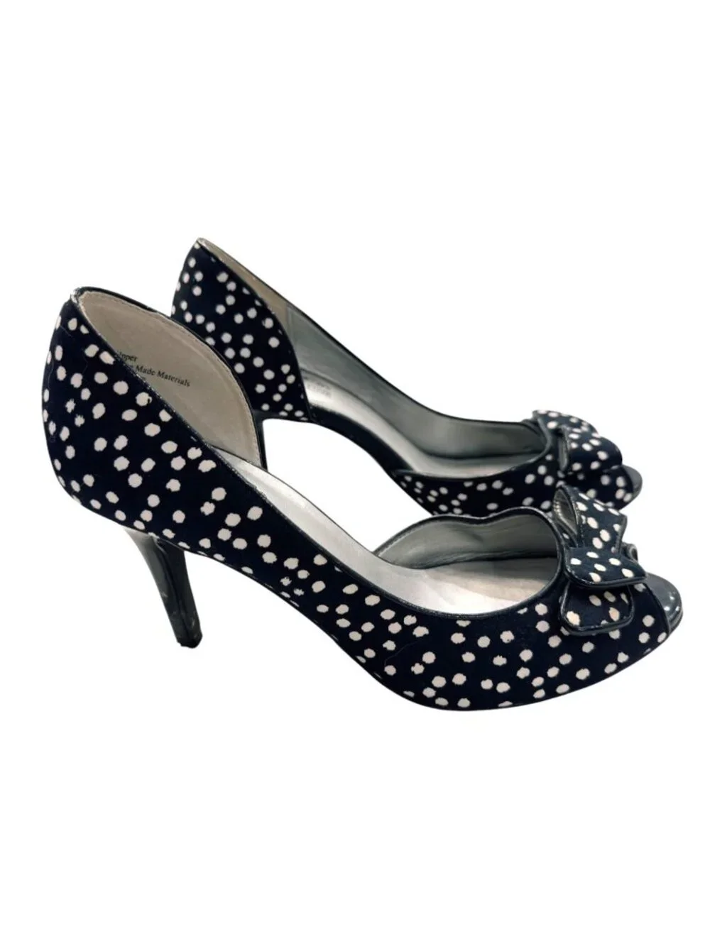 Coach and Four Women's Black White Polka Dot Peep Toe Heels Bow Size 7